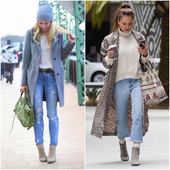 Charlotte Russe Shoes - Chic Grey Faux Suede Cute Wooden Ankle Booties